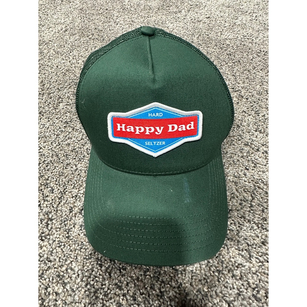 Happy Dad Hard Seltzer Trucker Hat Green Mesh Snapback Baseball Cap Logo Patch